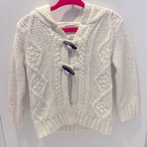 2T Osh Kosh White Hooded Button Up Sweater